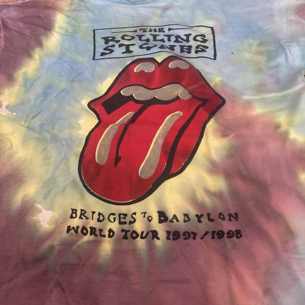 Vintage Rolling Stones 1997-98 Bridges to Babylon XL Tie-Dye Tour  T-Shirt